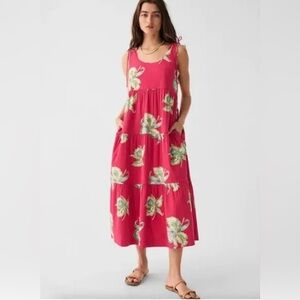 Faherty tropical tiered sleeveless lanai orchid midi dress XS